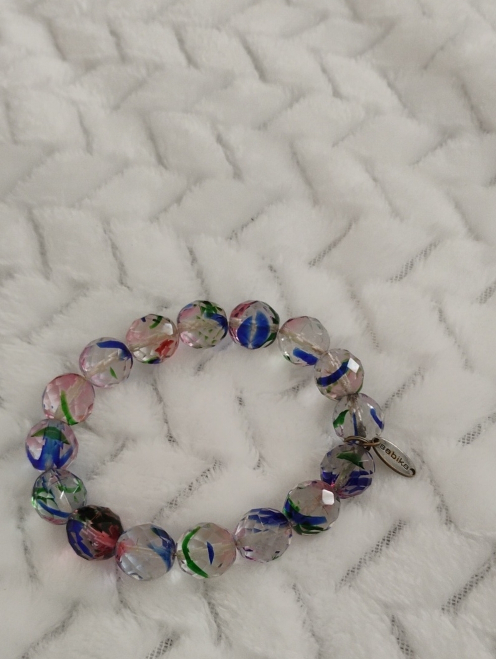 Sabika Multicolor Floral Faceted Glass Bead Bracelet